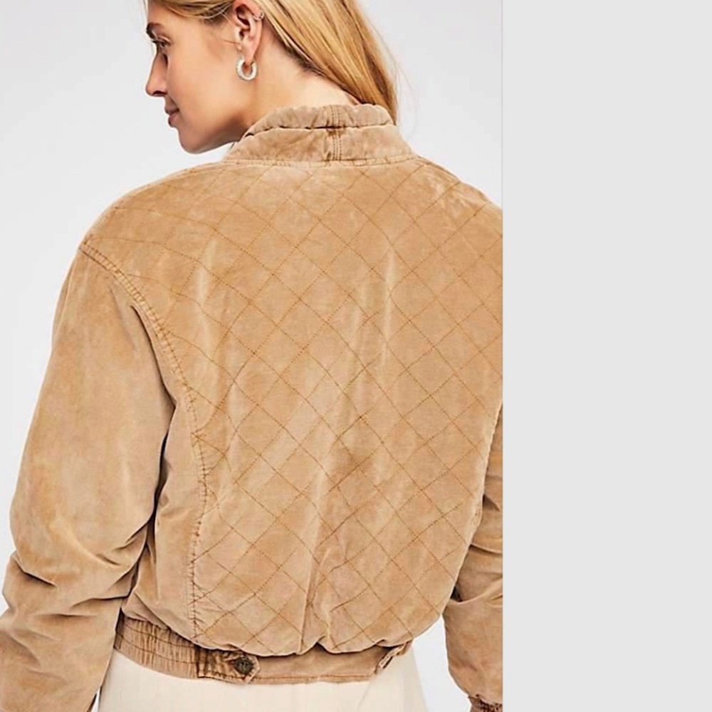 Free People Main Squeeze Quilted Jacket Gold Tan - Picture 2 of 6